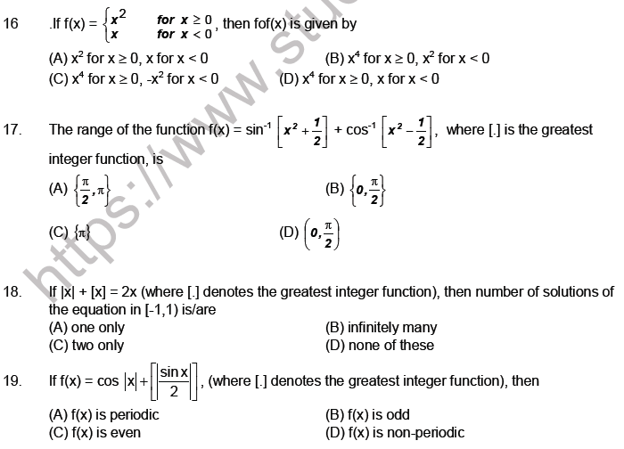 JEE Mathematics Relation And Functions MCQs Set B, Multiple Choice ...